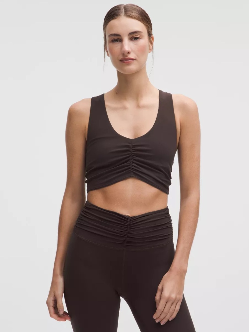 lululemon athletica Ruched Nulu Long line Yoga Bra Pink Peony Sports Bra